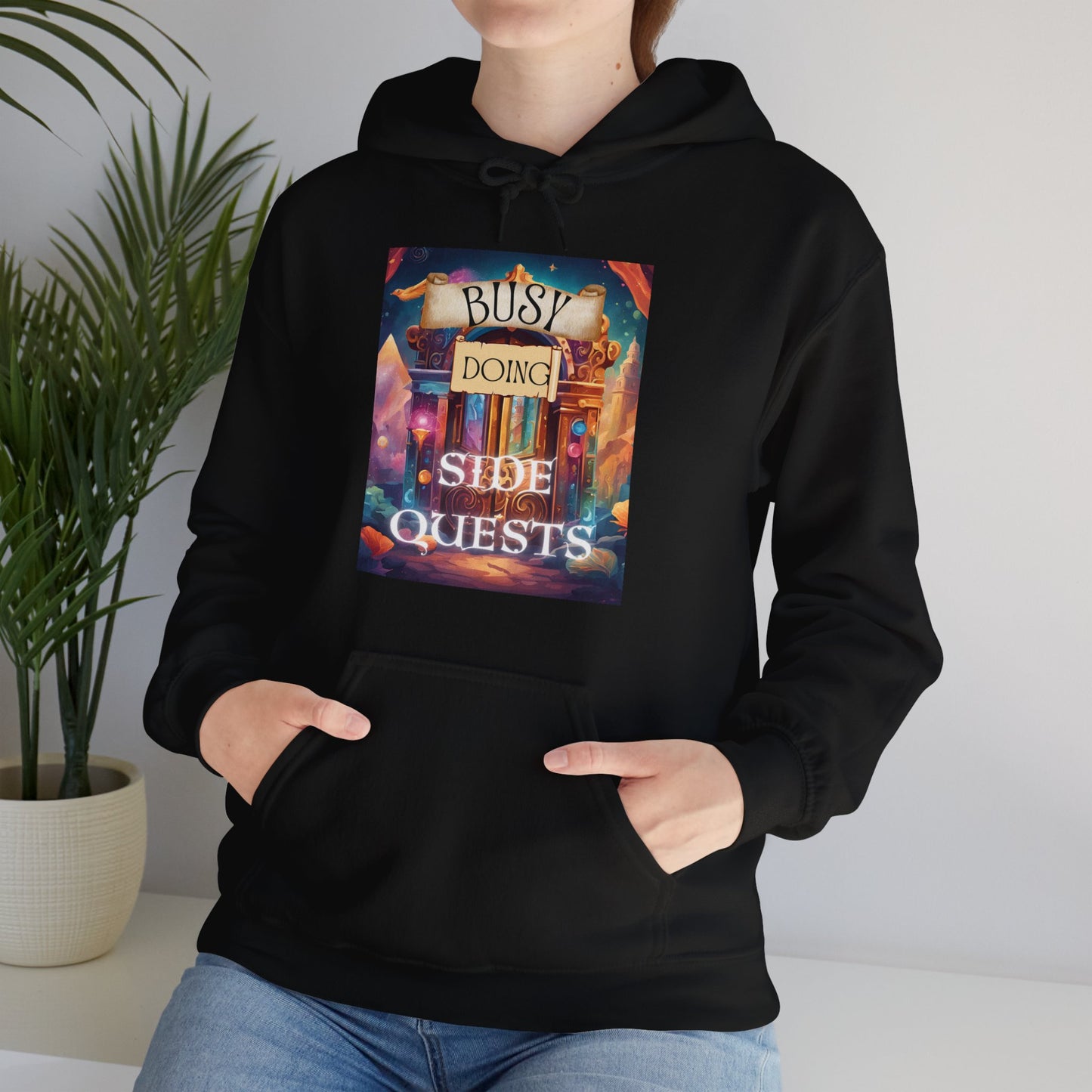 Side Quests Hoodie, Colorful Door Design, ADHD Mental Health Awareness, Whimsical Sweatshirt, Busy Doing Side Quests, Unisex Hoodie