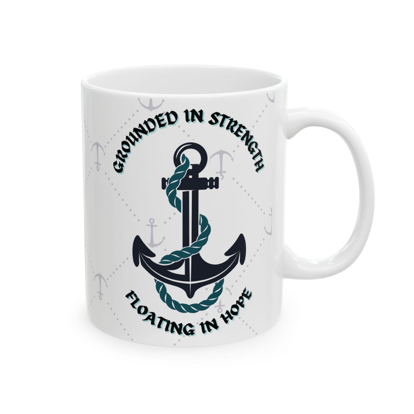 Anchor Rope Ceramic Mug, Grounded in Strength, Floating in Hope