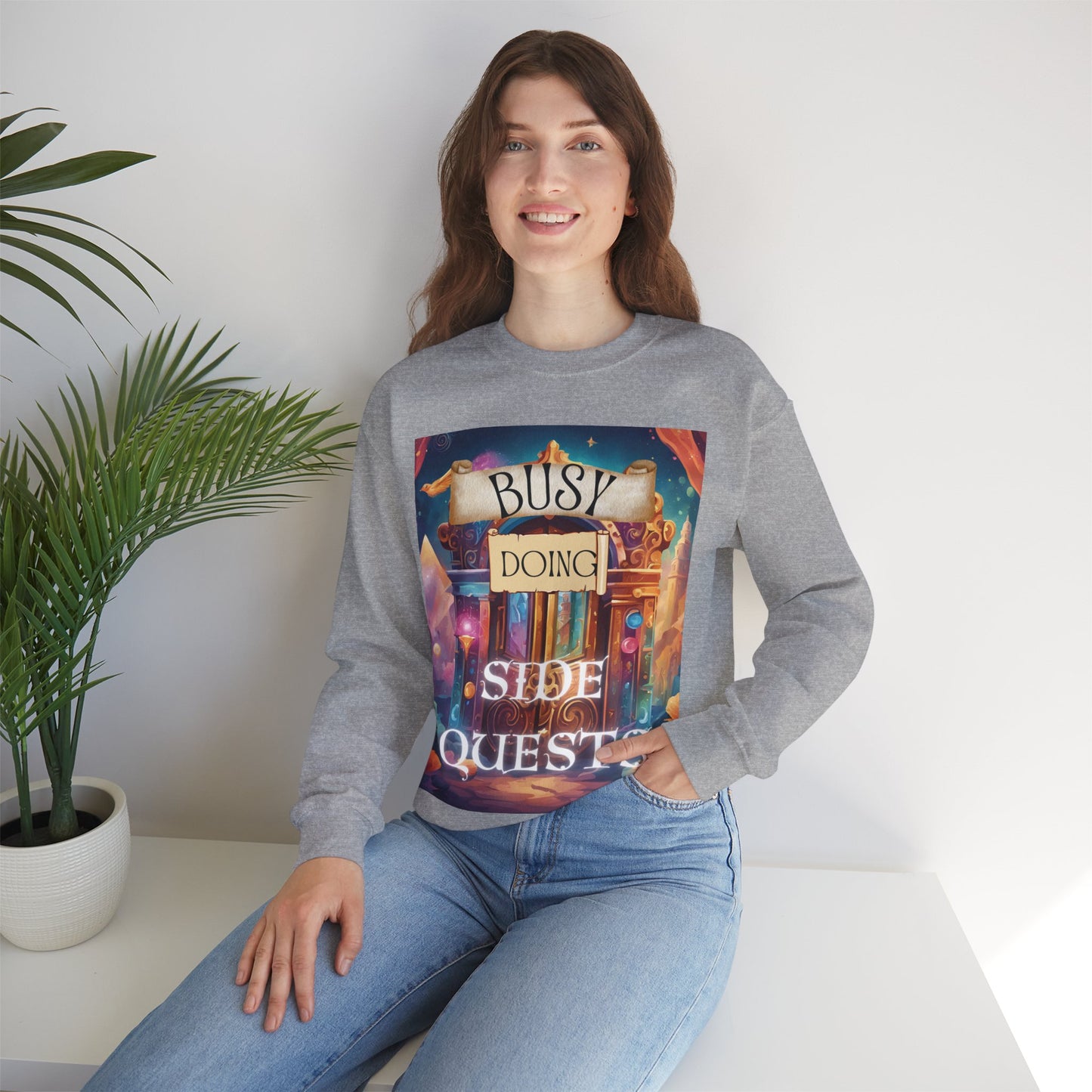 Whimsical Busy Doing Side Quests Sweatshirt for ADHD and Mental Health Awareness, Funny Jumper, Cute Pullover, Cozy Sweater, Unique