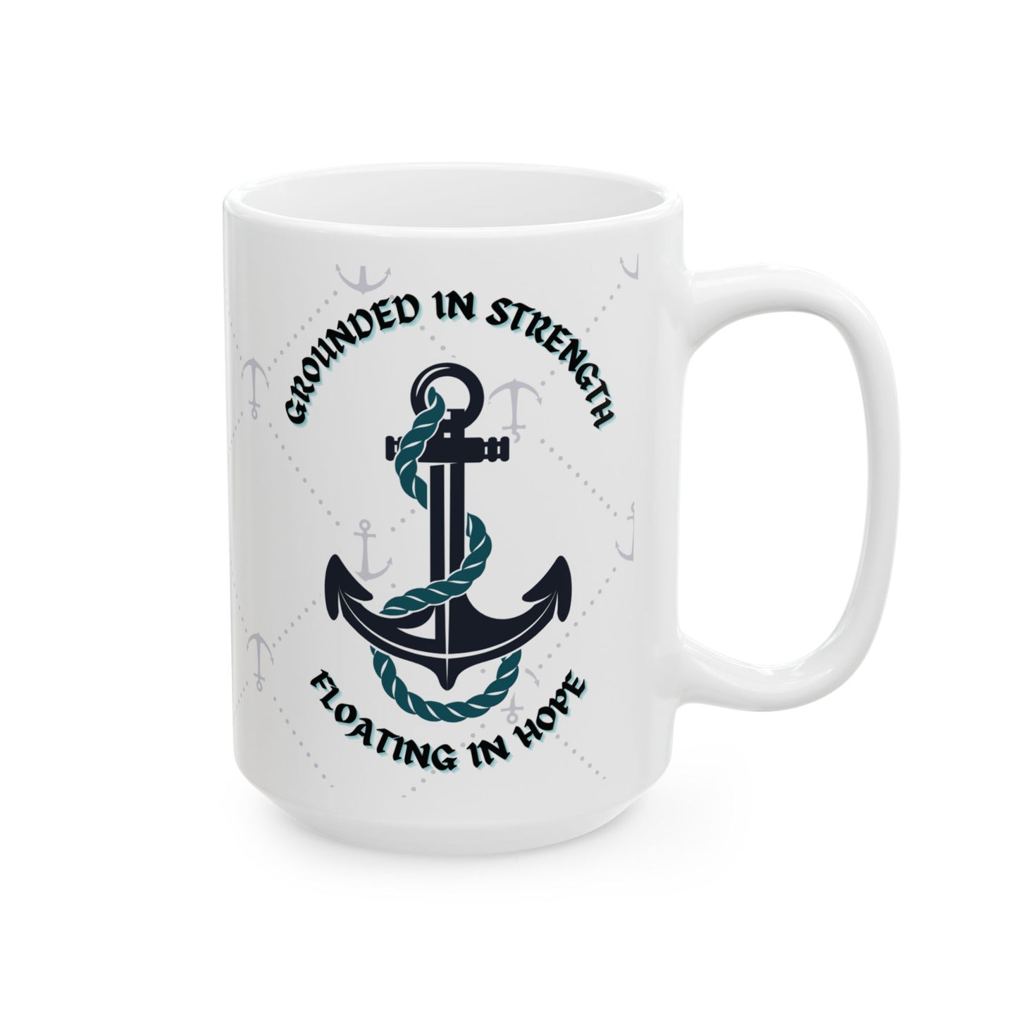 Anchor Rope Ceramic Mug, Grounded in Strength, Floating in Hope