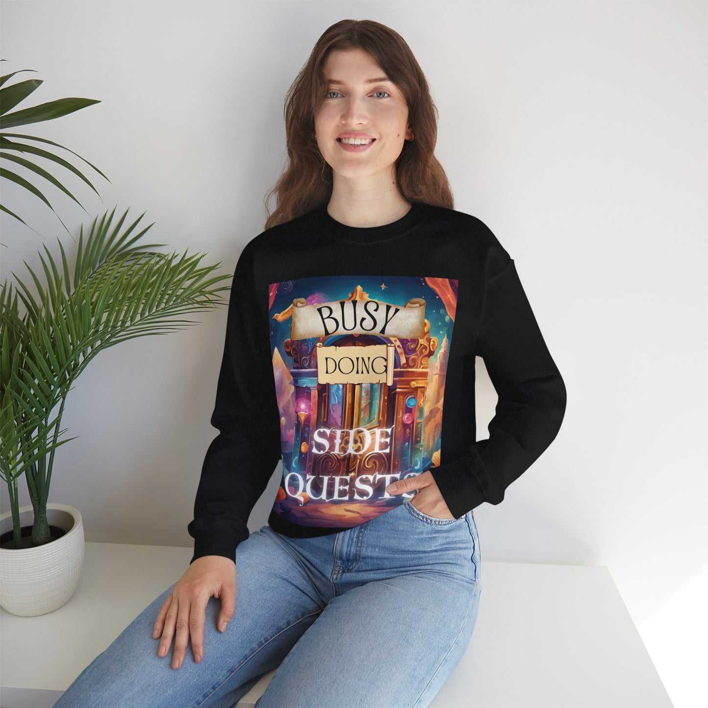 Whimsical Busy Doing Side Quests Sweatshirt for ADHD and Mental Health Awareness, Funny Jumper, Cute Pullover, Cozy Sweater, Unique