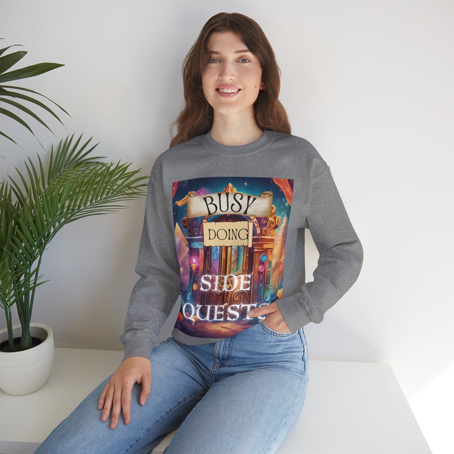 Whimsical Busy Doing Side Quests Sweatshirt for ADHD and Mental Health Awareness, Funny Jumper, Cute Pullover, Cozy Sweater, Unique