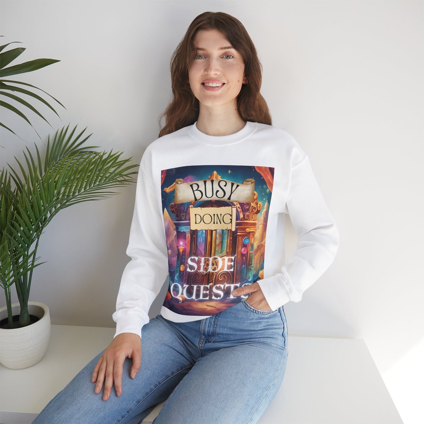 Whimsical Busy Doing Side Quests Sweatshirt for ADHD and Mental Health Awareness, Funny Jumper, Cute Pullover, Cozy Sweater, Unique